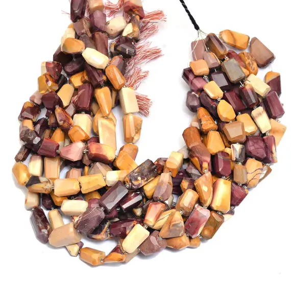 Mookaite Gemstone 12mm-18mm Faceted Nugget Beads | Aaa Mookaite Step Cut Tumbled | Natural Semi Precious Rare Beads For Jewelry | 15" Strand