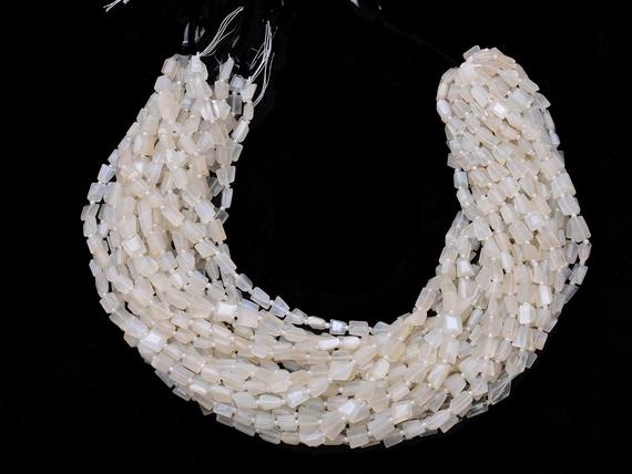 Aaa+ Rare White Moonstone 6mm-8mm Faceted Nuggets Beads | Natural Moonstone Step Cut Tumbled Semi Precious Gemstone Fancy Beads | 14" Strand