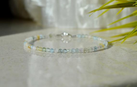 Genuine Morganite Bracelet - Bracelet Femme, Natural Morganite Jewelry With Sterling Silver, Pink Morganite Gemstone Beaded Bracelet