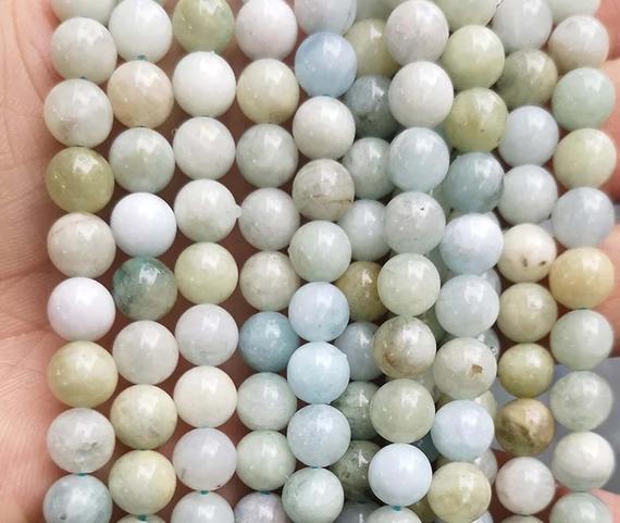 Natural Green Morganite Gemstone Smooth Round Beads,6mm 8mm 10mm Morganite Beads Wholesale Supply,one Strand 15"