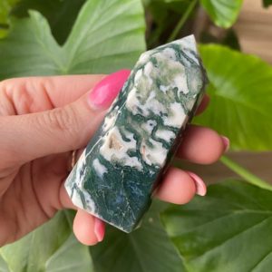 Shop Moss Agate Stones & Crystals! Moss agate tower, prosperity, wealth, calming | Natural genuine stones & crystals in various shapes & sizes. Buy raw cut, tumbled, or polished gemstones for making jewelry or crystal healing energy vibration raising reiki stones. #crystals #gemstones #crystalhealing #crystalsandgemstones #energyhealing #affiliate #ad