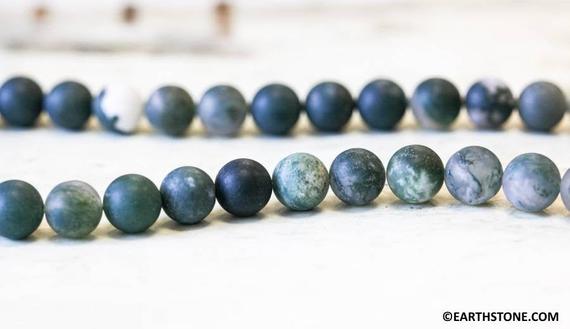 M-s/ Matte Moss Agate 10mm/ 8mm/ 6mm Round Beads 15.5" Strand Matte Finished Gemstone Beads For Jewelry Making