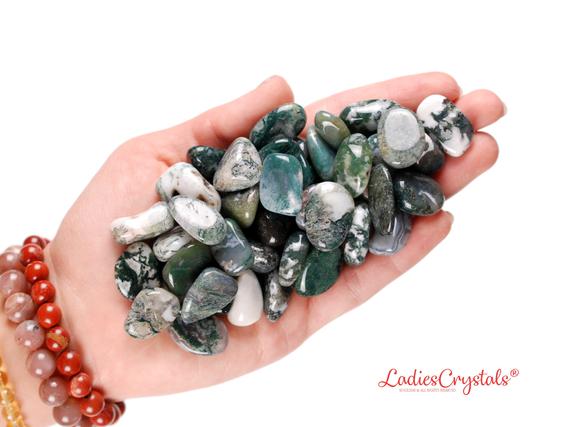 Set Of 3 Moss Agate Tumbled Stones, Moss Agate, Tumbled Stones, Agate, Agate Stone, Agate Crystal, Gemstones, Rocks, Stones, Crystals, Gifts