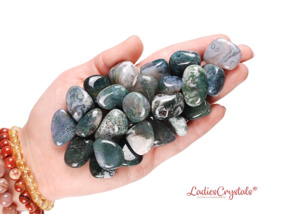 Set Of 3 Moss Agate Tumbled Stones, Moss Agate, Tumbled Stones, Agate, Agate Stone, Agate Crystal, Gemstones, Rocks, Stones, Crystals, Gifts