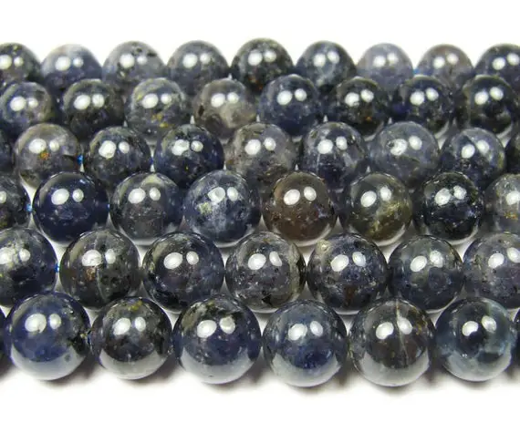 Natural 10mm 15.5 Inches Iolite Round Beads Genuine Gemstone