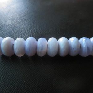 Shop Blue Lace Agate Rondelle Beads! Natural Blue Lace Agate Gemstone European Style Large Hole Beads, AAA Quality Gems, Rondelle Shape Faceted Agate beads, 5MM Hole, 14X8MM,1Pc | Natural genuine rondelle Blue Lace Agate beads for beading and jewelry making.  #jewelry #beads #beadedjewelry #diyjewelry #jewelrymaking #beadstore #beading #affiliate #ad