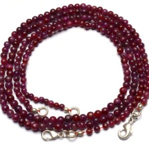 Shop Ruby Round Beads! Natural Gemstone Ruby Smooth 3.5 to 4.5MM Round Beads 17 Inch Full Strand Fine Quality Natural Beads Complete Necklace | Natural genuine round Ruby beads for beading and jewelry making.  #jewelry #beads #beadedjewelry #diyjewelry #jewelrymaking #beadstore #beading #affiliate #ad