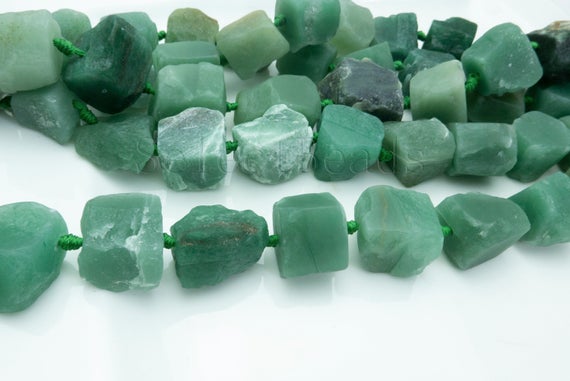 Natural Green Aventurine Raw Nugget Beads - Chunky Stone Necklace Beads - Green Gemstone Beads - Rough Nugget Beads -15inch