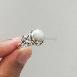 Natural Howlite Ring, 925 Solid Sterling Silver Ring, Boho Ring, Gift for Her, Handmade Silver Ring, Round Howlite Ring, Wanderlust Jewelry | Natural genuine Gemstone rings, simple unique handcrafted gemstone rings. #rings #jewelry #shopping #gift #handmade #fashion #style #affiliate #ad