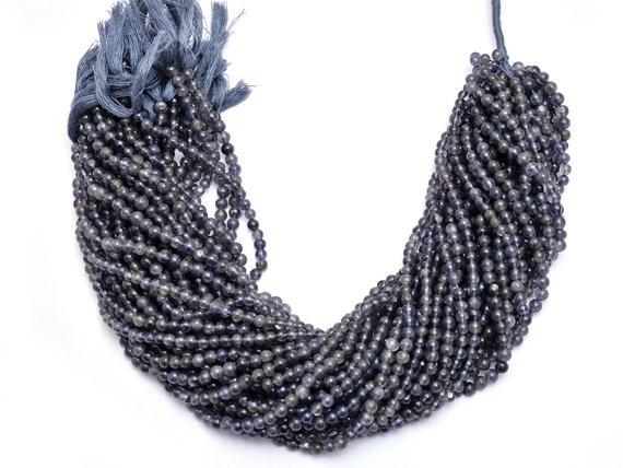 Natural Iolite 4mm-5mm Round Smooth Beads | 13inch Strand | Iolite Semi Precious Gemstone Round Beads For Jewelry Making | Wholesale Price