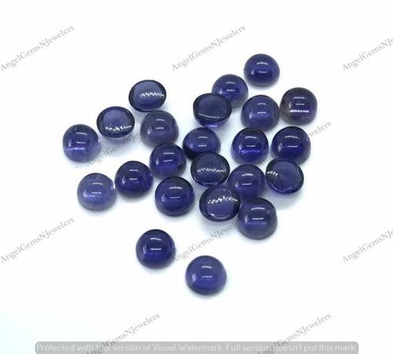 Natural Iolite Round Calibrated Loose Top Quality Eye Clean Jewelry Making Cabochons Size 3,4, 5, 6 Mm