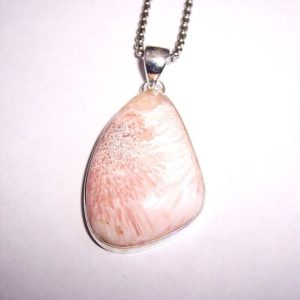 Shop Scolecite Necklaces! Natural Orange Scolecite Sterling Silver Pendant on Free 24" Round Box Chain! E348 | Natural genuine Scolecite necklaces. Buy crystal jewelry, handmade handcrafted artisan jewelry for women.  Unique handmade gift ideas. #jewelry #beadednecklaces #beadedjewelry #gift #shopping #handmadejewelry #fashion #style #product #necklaces #affiliate #ad