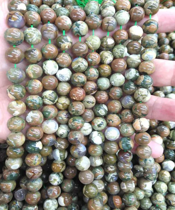 Natural Rainforest Rhyolite Beads Genuine  Gemstone Round Ball Loose Beads  4mm 6mm 8mm 10mm  For Earrings-bracelet - Necklace 16inch