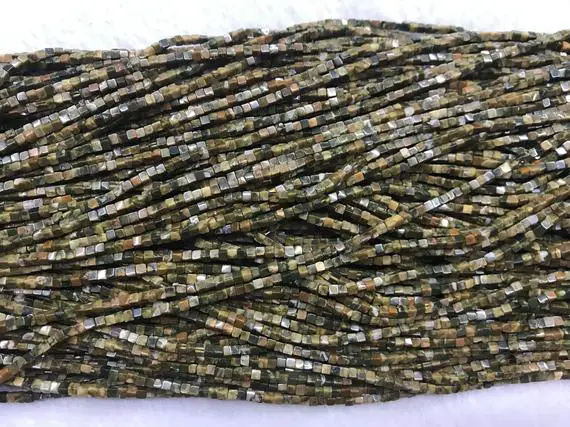 Natural Rhyolite Jasper 2-2.5mm Cube Genuine Green Gemstone Loose Beads 15inch Jewelry Supply Bracelet Necklace Material Support Wholesale