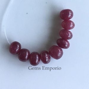 Shop Ruby Rondelle Beads! Natural Ruby 5.5 mm Round Rondelle Smooth Beads, Fine Quality, Loose Beads, Price Per 1 Bead. | Natural genuine rondelle Ruby beads for beading and jewelry making.  #jewelry #beads #beadedjewelry #diyjewelry #jewelrymaking #beadstore #beading #affiliate #ad