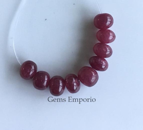 Natural Ruby 5.5 Mm Round Rondelle Smooth Beads, Fine Quality, Loose Beads, Price Per 1 Bead.