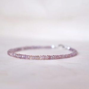 Shop Pink Sapphire Bracelets! Bracelet natural stones in pink beige sapphire, gemstone jewel for women ideal for a birthday or wedding gift | Natural genuine Pink Sapphire bracelets. Buy handcrafted artisan wedding jewelry.  Unique handmade bridal jewelry gift ideas. #jewelry #beadedbracelets #gift #crystaljewelry #shopping #handmadejewelry #wedding #bridal #bracelets #affiliate #ad