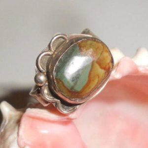 Shop Petrified Wood Jewelry! Navajo Ring Turquoise Petrified Wood Earthy Sterling Silver Tribal Style – Vintage & Signed 30s Hand Hammered Unisex Size 4 | Natural genuine Petrified Wood jewelry. Buy crystal jewelry, handmade handcrafted artisan jewelry for women.  Unique handmade gift ideas. #jewelry #beadedjewelry #beadedjewelry #gift #shopping #handmadejewelry #fashion #style #product #jewelry #affiliate #ad