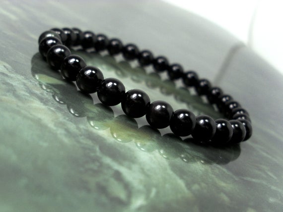 Black Obsidian Bracelet 6mm 8mm 10 Mm, Natural Gemstone Bracelet,  Women Mens Beaded Bracelet, Gift For Women, Gift For Men +gift Bag