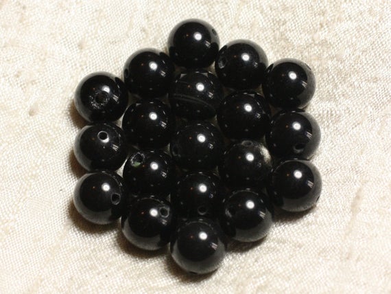 Fil 39cm 31pc Env - Perles De Pierre - Obsidienne Noire Fumée Boules 12mm