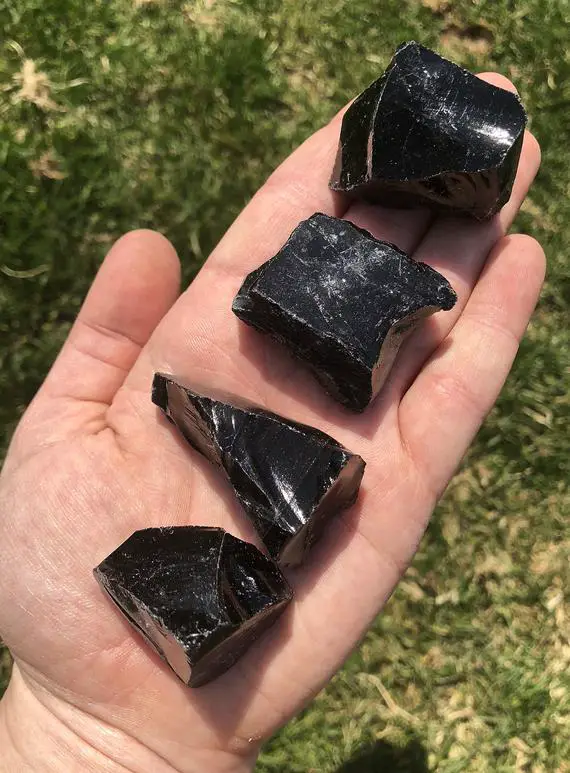 Black Obsidian Stone - Raw Black Obsidian Crystal - Rough Obsidian Healing Crystal - Natural Black Obsidian Chunk - Rough Black Obsidian