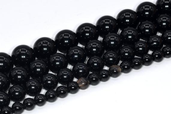 Black Obsidian Beads Grade A Genuine Natural Gemstone Round Loose Beads 4mm 6mm 8mm 10mm Bulk Lot Options