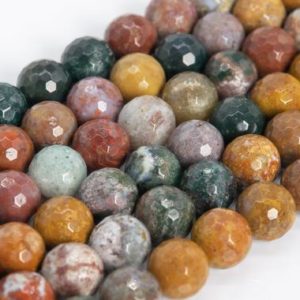 Shop Ocean Jasper Beads! Genuine Natural Multicolor Ocean Jasper Loose Beads Micro Faceted Round Shape 6mm 8mm 10mm | Natural genuine beads Ocean Jasper beads for beading and jewelry making.  #jewelry #beads #beadedjewelry #diyjewelry #jewelrymaking #beadstore #beading #affiliate #ad