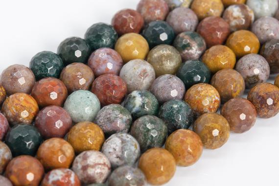 Genuine Natural Multicolor Ocean Jasper Loose Beads Micro Faceted Round Shape 6mm 8mm 10mm