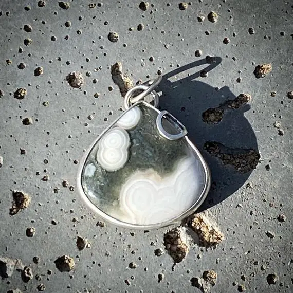 Ocean Jasper Necklace, Handmade Jasper Pendant, Rustic Ocean Jasper Necklace