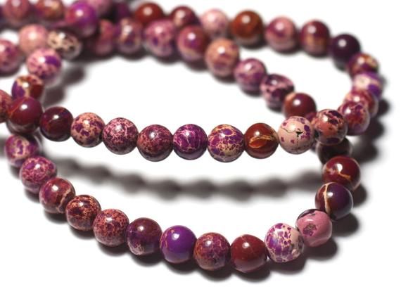 10pc - Perles De Pierre - Jaspe Sédimentaire Boules 6mm Violet Prune - 8741140028531