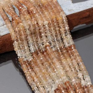 Shop Topaz Rondelle Beads! ON SALE Imperial Topaz Rondelle Beads, 5.5-6 mm/6.5-7mm Golden-Clear Imperial Topaz Faceted Beads Strand, 13" Strand, Topaz Gemstone Beads | Natural genuine rondelle Topaz beads for beading and jewelry making.  #jewelry #beads #beadedjewelry #diyjewelry #jewelrymaking #beadstore #beading #affiliate #ad