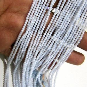 Shop Blue Lace Agate Rondelle Beads! Natural Blue Lace Agate 2.5mm Rondelle Micro faceted Gemstone Beads Strand 13 Inches Long Best Quality Beads Sold Per Strand | Natural genuine rondelle Blue Lace Agate beads for beading and jewelry making.  #jewelry #beads #beadedjewelry #diyjewelry #jewelrymaking #beadstore #beading #affiliate #ad