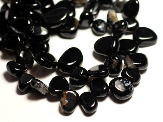 10pc - Perles De Pierre - Onyx Noir Chips Rocailles 8-16mm - 8741140016309