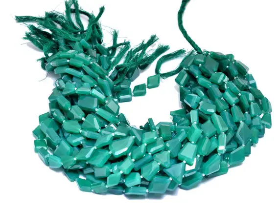 Aaa Green Onyx Gemstone 12mm-15mm Nuggets Beads | Green Onyx Step Cut Tumbled | Natural Rare Semi Precious Gemstone Beads For Jewelry Making