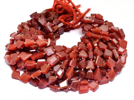 Aaa Red Onyx Faceted 12mm-15mm Nuggets Beads | Red Onyx Step Cut Tumbled | Natural Semi Precious Rare Gemstone Nuggets For Jewelry Making