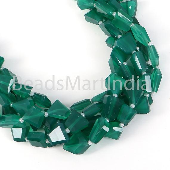Green Onyx Faceted Nugget Fancy Beads, 5x6-7x8 Mm Onyx Nugget Beads, Green Onyx Faceted Beads, Green Onyx Nugget Fancy Beads, Green Onyx