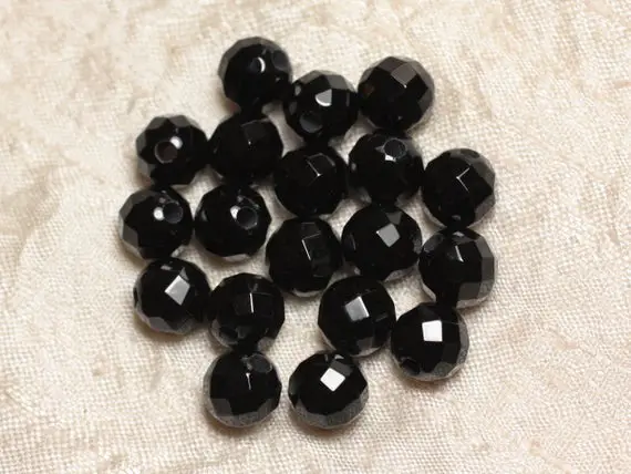 2pc - Perles De Pierre Perçage 2.5mm - Onyx Facetté 10mm  4558550024756