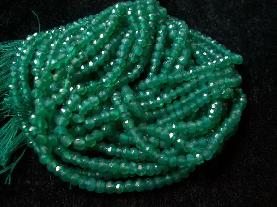 3.5mm Green Onyx Rondelle Faceted, Onyx Faceted Rondelle Strands, Green Onyx Micro Faceted Rondelle Beads, Green Onyx Beads Faceted Rondelle