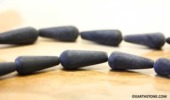 M/ Matte Black Onyx 9x22mm Teardrop Beads 15.5" Strand Dyed Black Onyx Gemstone Beads Matte Finished For Jewelry Making