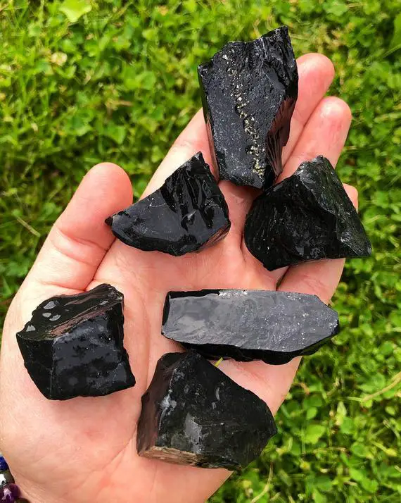 Raw Black Onyx Stone - Raw Onyx Stone (0.5" - 2.5") Black Onyx Crystal - Healing Crystals & Stones - Root Chakra Stone - Rough Black Onyx