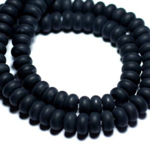 Shop Onyx Rondelle Beads! 10pc – Perles de Pierre – Onyx Noir Mat givré Rondelles 8x5mm –  8741140007888 | Natural genuine rondelle Onyx beads for beading and jewelry making.  #jewelry #beads #beadedjewelry #diyjewelry #jewelrymaking #beadstore #beading #affiliate #ad