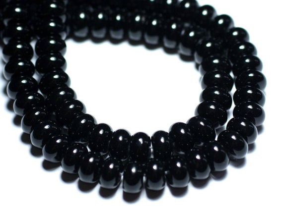 10pc - Perles De Pierre - Onyx Noir Rondelles 8x5mm -  8741140007895
