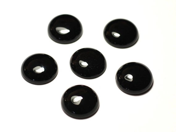 1pc - Cabochon Pierre Onyx Noir Rond 15mm - 4558550032058