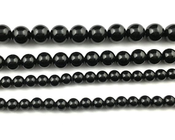 Black Onyx Beads, Natural Gemstone Beads, Round Stone Beads 4mm 6mm 8mm 10mm 12mm 14mm