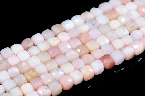 Genuine Natural Light Pink Opal Loose Beads Grade Aaa Faceted Cube Shape 4-5mm