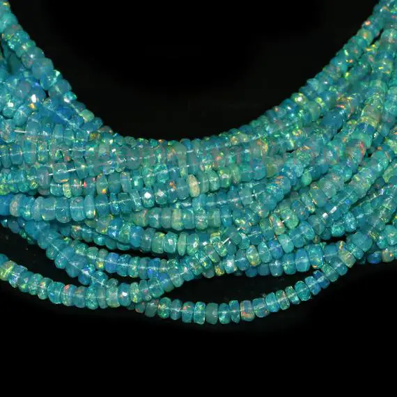 Paraiba Opal Faceted Rondelle  4-5.5 Mm, Paraiba Opal Rondelle Beads, Paraiba Opal Faceted Beads, Paraiba Opal Faceted Rondelle Beads