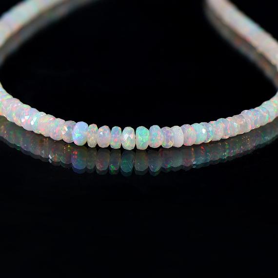 Natural Ethiopian Opal Necklace, Natural Opal Necklace, Opal Beaded Necklace, Fire Opal Jewelry, Opal Rondelle Jewelry, Bridesmaid Jewelry