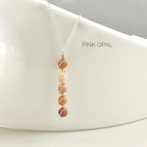 Shop Opal Necklaces! October Birthstone, Pink Opal, Opal Necklace, Sterling Silver | Natural genuine Opal necklaces. Buy crystal jewelry, handmade handcrafted artisan jewelry for women.  Unique handmade gift ideas. #jewelry #beadednecklaces #beadedjewelry #gift #shopping #handmadejewelry #fashion #style #product #necklaces #affiliate #ad