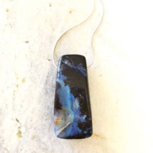 Shop Opal Pendants! Australian Boulder Opal Tumbled Nugget Statement Pendant on a Sterling Silver Snake Chain | Natural genuine Opal pendants. Buy crystal jewelry, handmade handcrafted artisan jewelry for women.  Unique handmade gift ideas. #jewelry #beadedpendants #beadedjewelry #gift #shopping #handmadejewelry #fashion #style #product #pendants #affiliate #ad