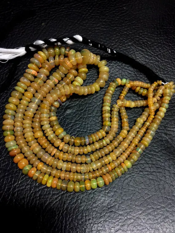 Natural Smooth Ethiopian Opal Rondelle Beads 5-7.5mm Loose Gemstone Beads 16" Strand Top Quality New Arrival